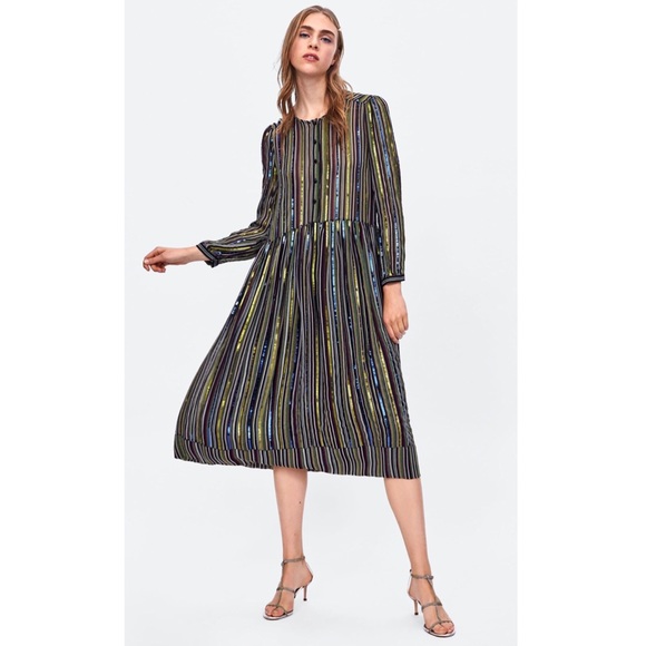 Zara Striped Sequin Dress-NWT - Picture 2 of 4